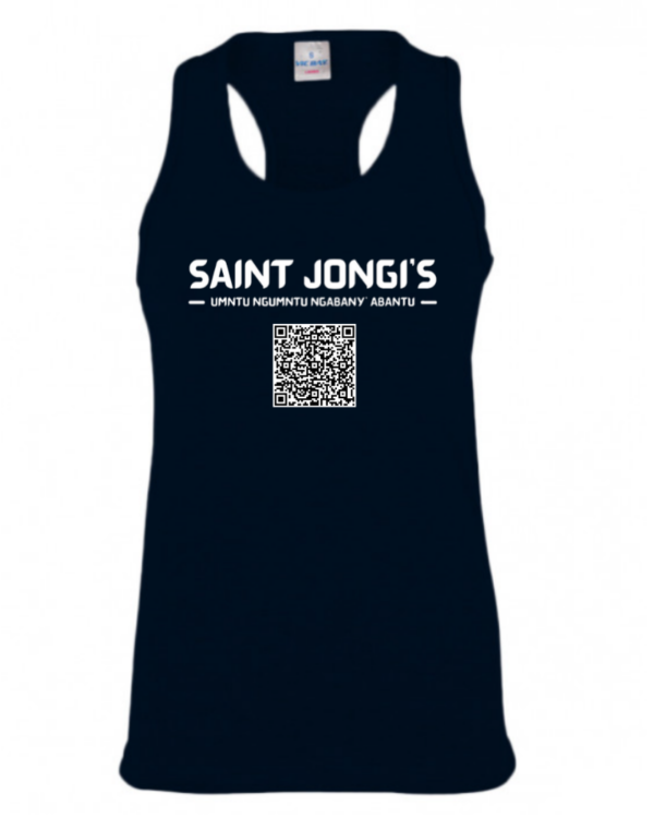Saint Jongi's Women's Racerback - Navy in Color